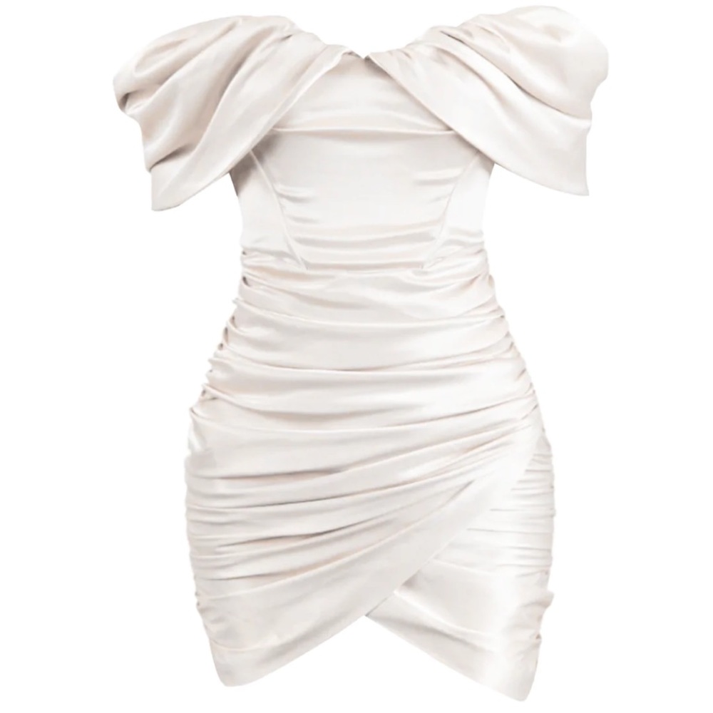 LEAU Satin Corset Dress White Size M Bridal